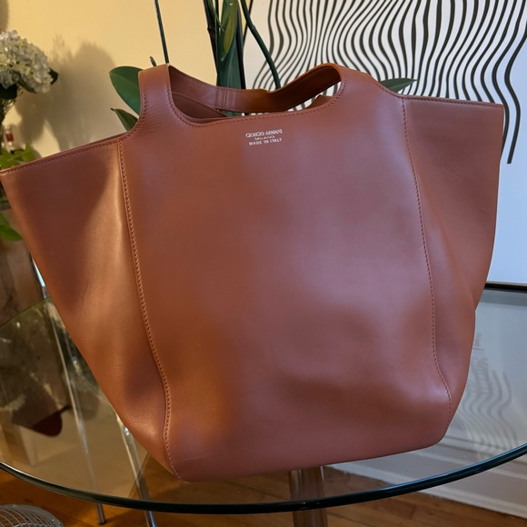 Giorgio Armani leather tote bag brown - Picture 3 of 7